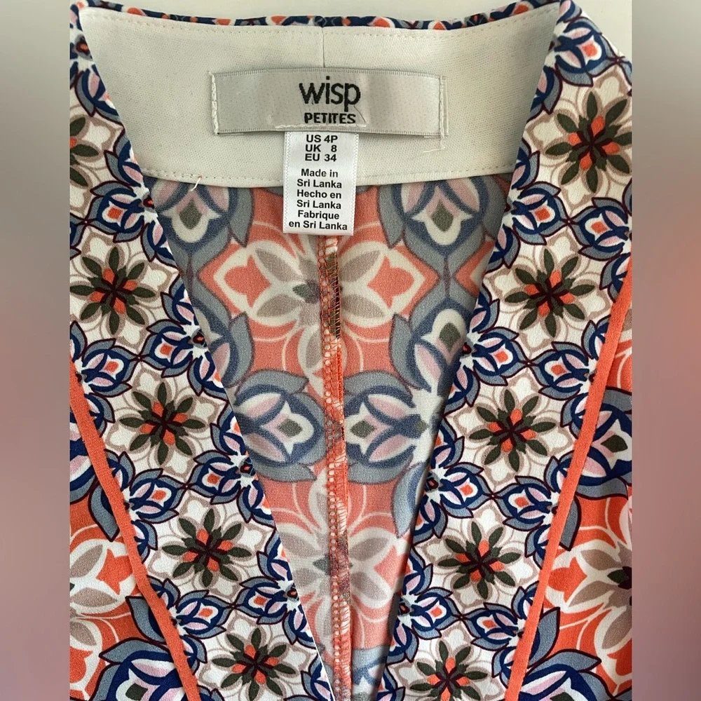 Wisp | Ryenne Jersey Knee-Length Dress | Orange Multicolor | Size 4 Petite - Picture 5 of 5